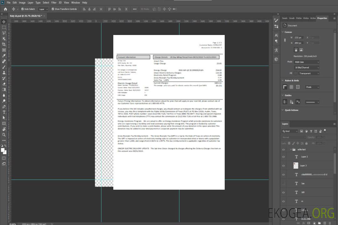Facture commerciale du service public de Wyoming High West Energy, page 2, SCR template